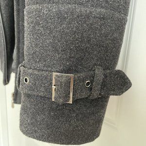 Zip-Up Charcoal Gray Hooded Peacoat